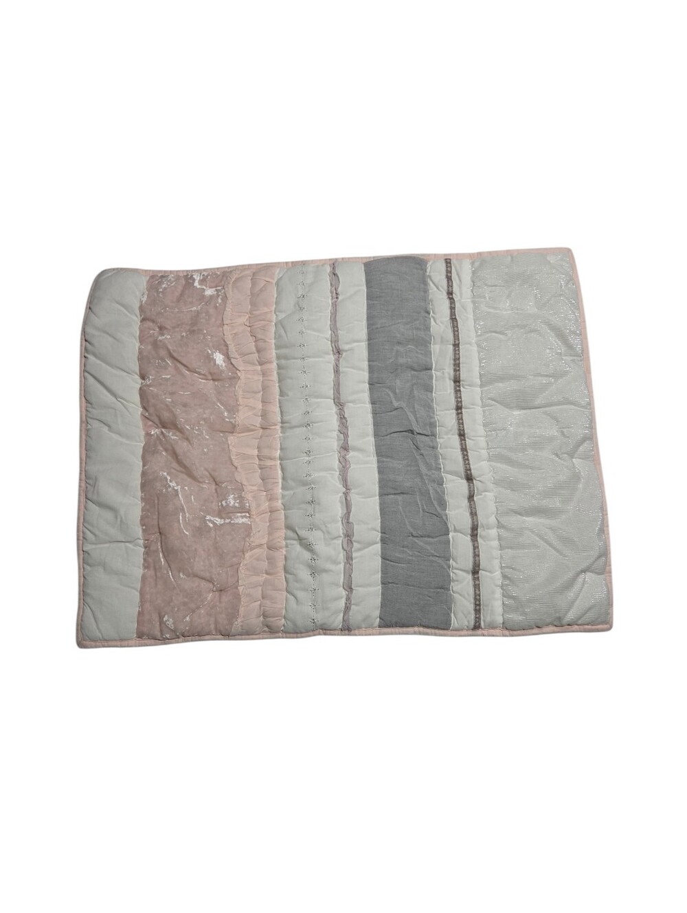 Pottery Barn Kids Lola Pink White Gray Mixed Fabric Standard Pillow Sham ONE